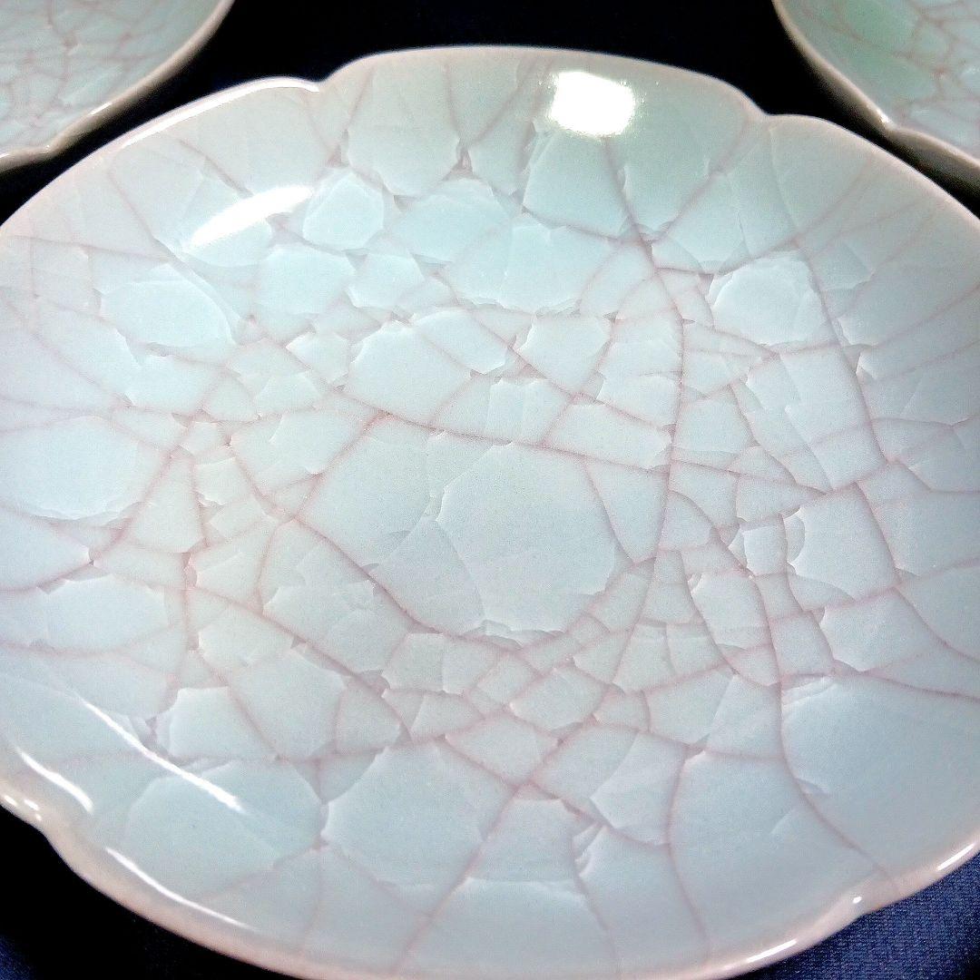 未使用品 たち吉 青磁 紅貫入 和食器 中皿 5枚セット 直径16.5センチ