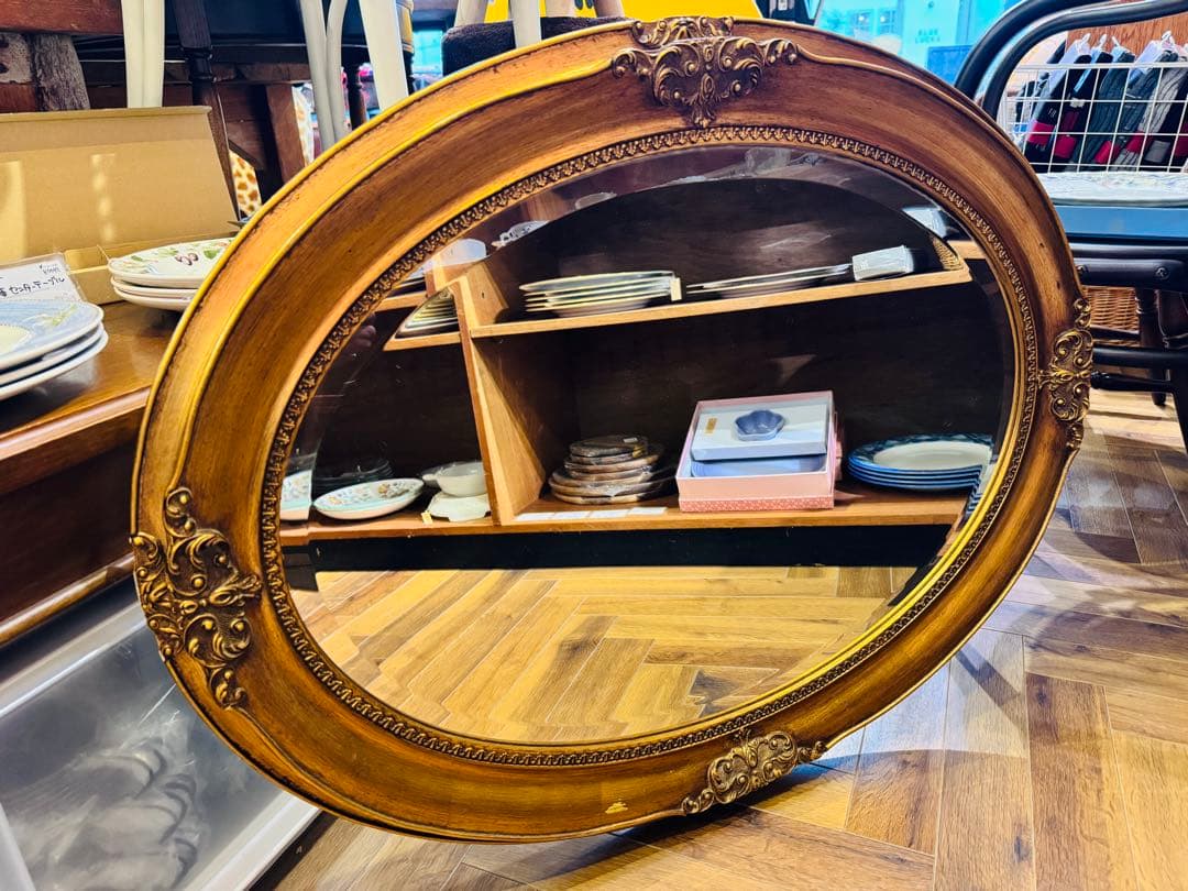 B7015 【イタリア製】ビンテージ ウォールミラー オーバル 大型 鏡 ミラー fa2646si イタリア製 アンティーク調 オーバル ウォール