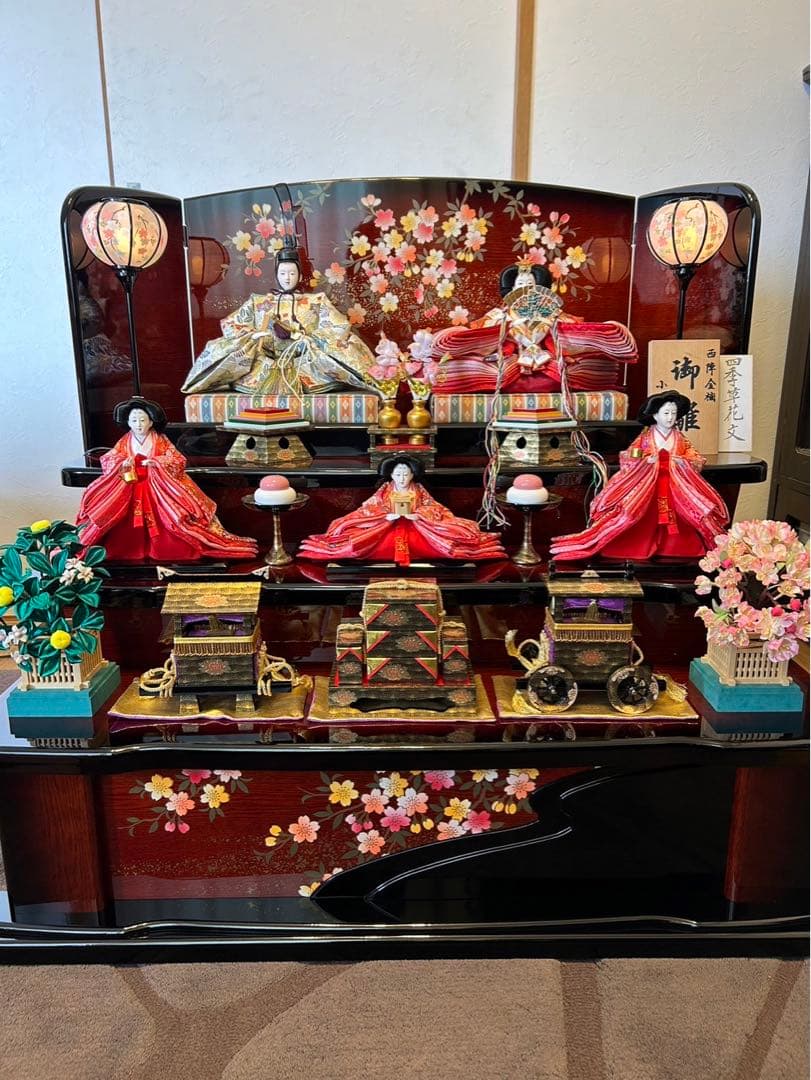 3段雛人形　西陣金襴　小野隆山作　送料込み 激安特価雛人形在庫処分】西陣金襴を着たスマートな七寸官女が安い