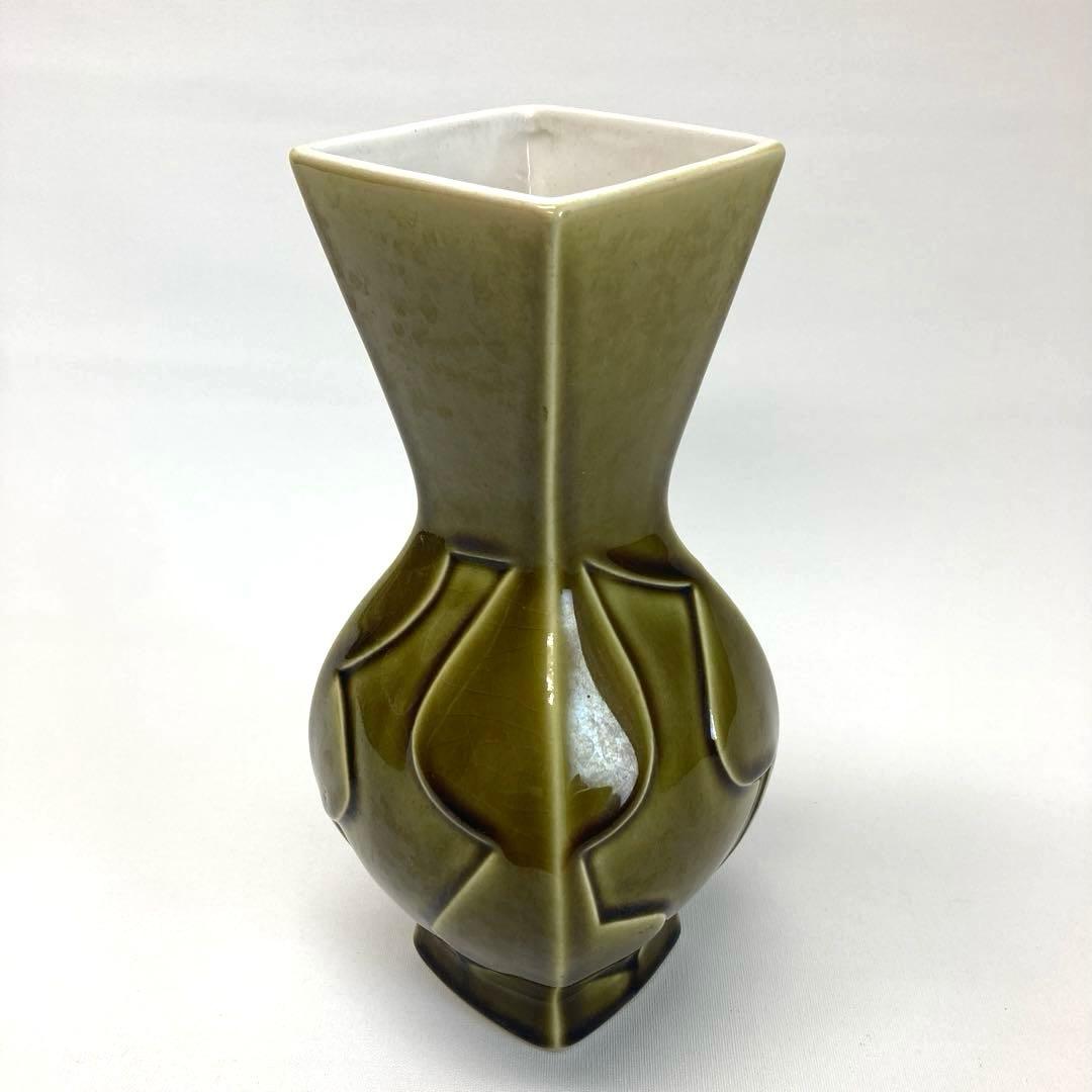 オリーブグリーン 陶器 花瓶【ヴィンテージ】 フラワーベース 北欧ヴィンテージ 雑貨・オブジェの通販