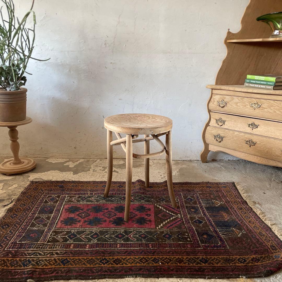 ビンテージ　　ベントウッドスツール　　剥離 FR-052 アンティーク 木味のシンプルなベントウッドスツール