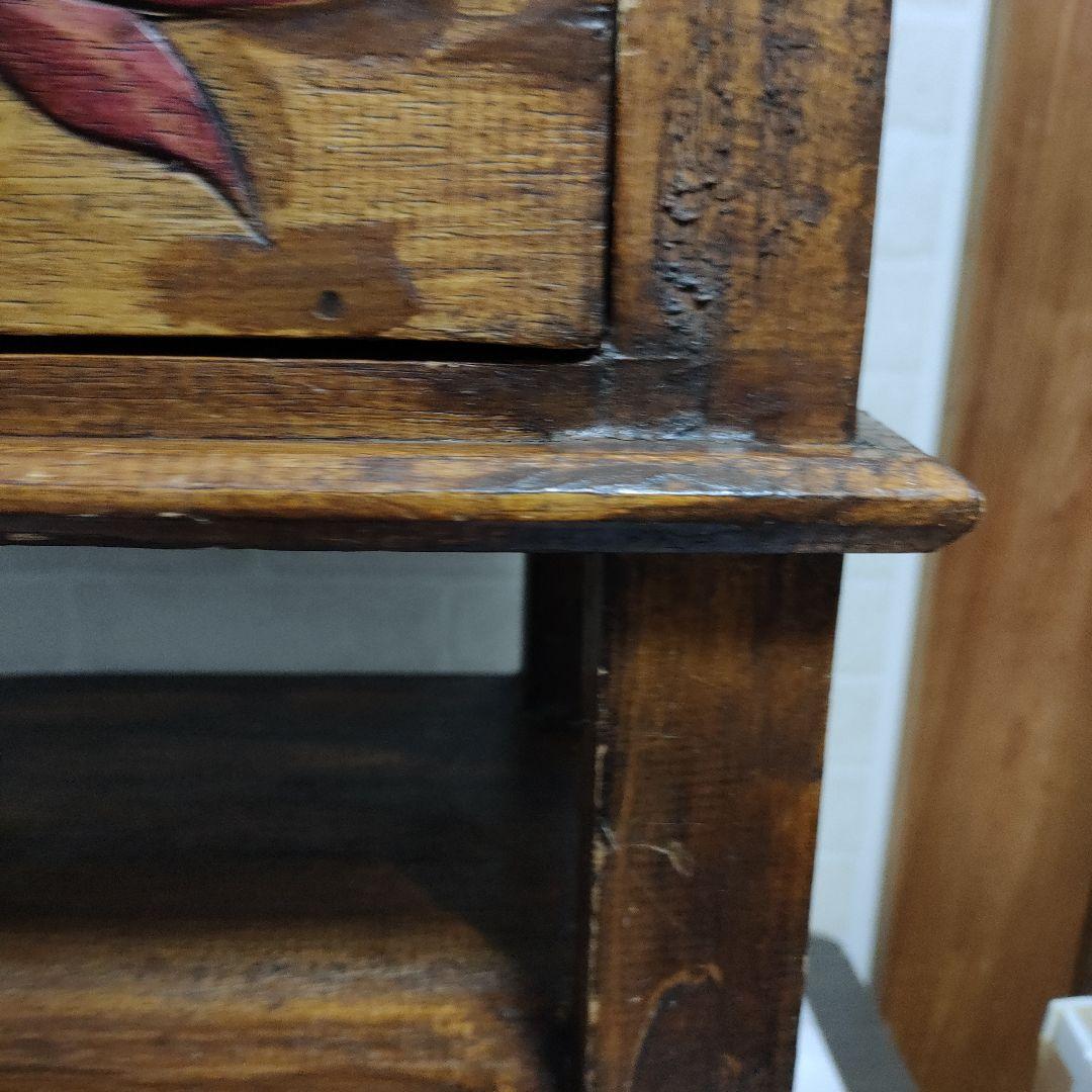 アジアン家具 バリ島 ロータス柄 木製 チェスト サイドテーブル 猫脚