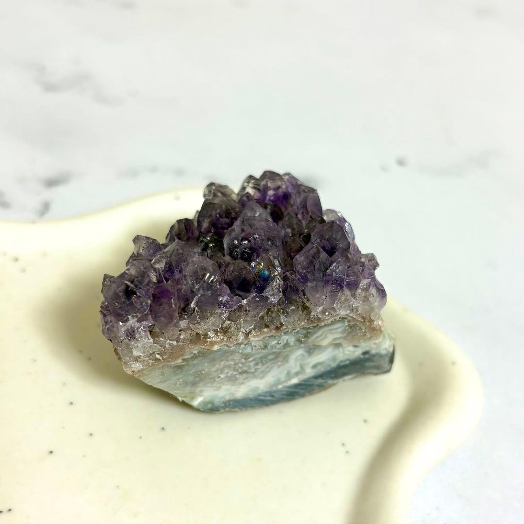 希少】【レインボー入り】天然石 アメジスト クラスター 原石 紫水晶
