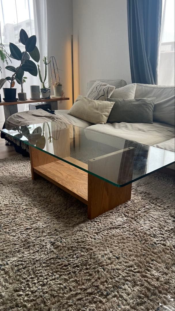 MOMO NATURAL(モモナチュラル) GLASS LOW TABLE - メルカリ