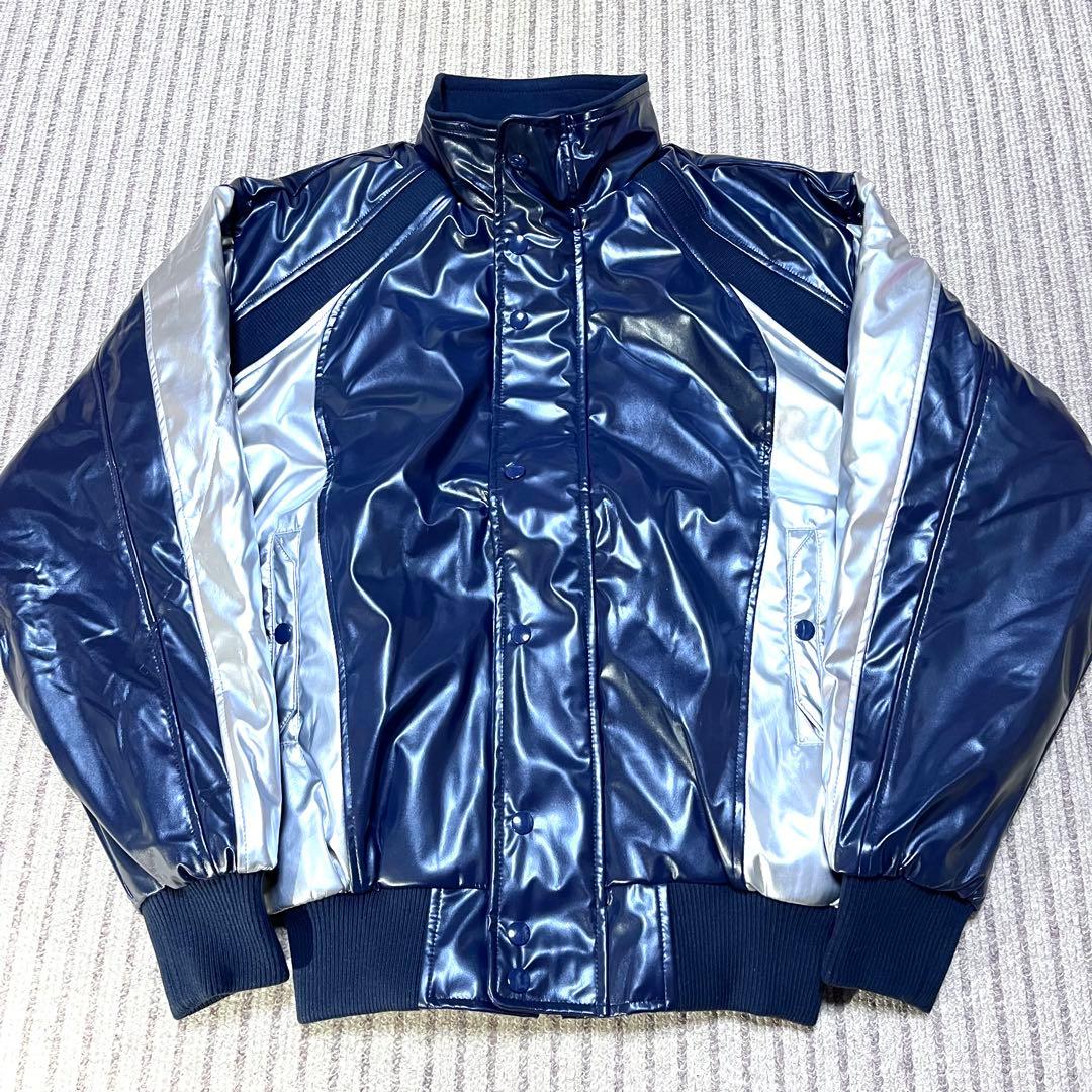 MIZUNO 高校野球部 グランドコート グラコン ジャンパー 紺＆銀 光沢