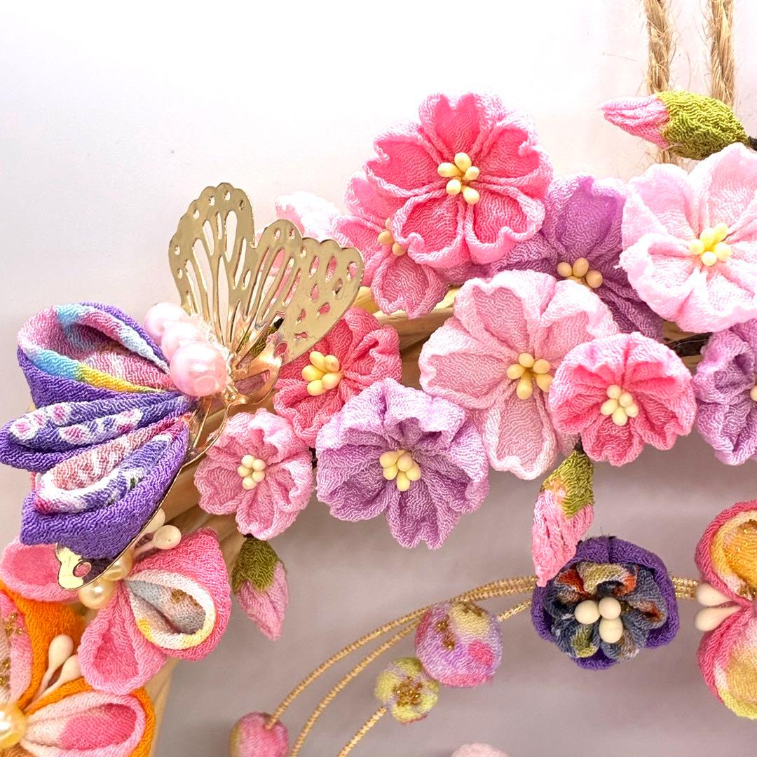 つまみ細工 桜とお雛様のリース - メルカリ