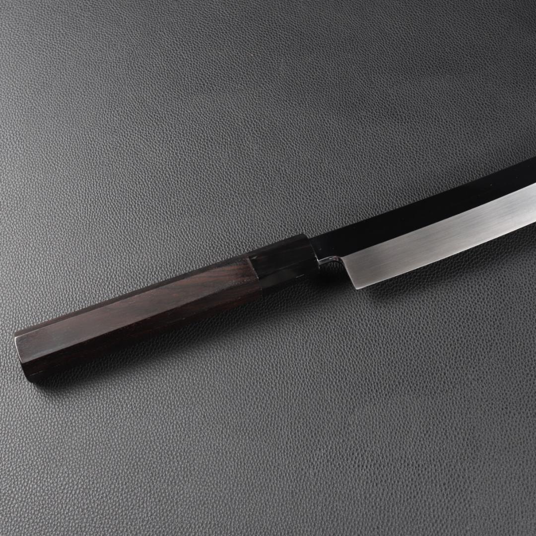 10968鬼反り先丸包丁尺二鏡面仕上げ刺身包丁 刃は究極の切れ味黒檀黒