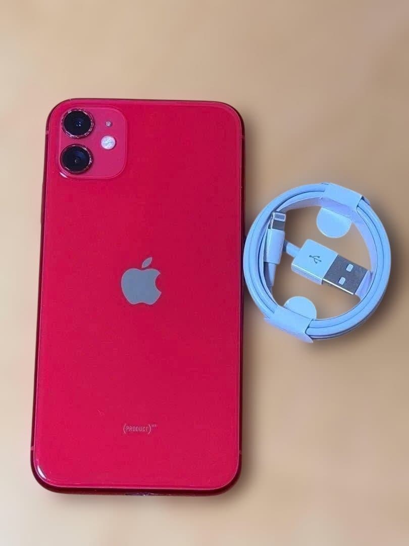 iPhone 11 レッド 128GB バッテリー100% SIMフリー - メルカリ