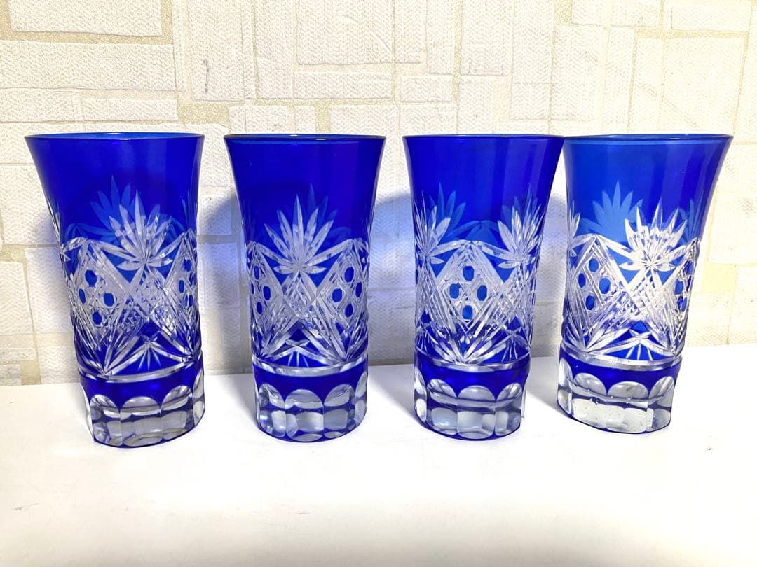 江戸切子 クリスタルダルク ガラス グラス 小鉢 ぐい呑み 酒器 8点