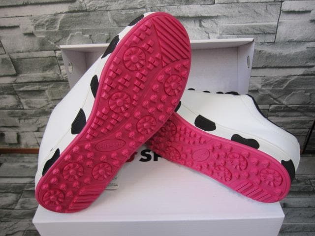 MU SPORTS ◆24.5cm WH ダルメシアン柄スパイクレスシューズ