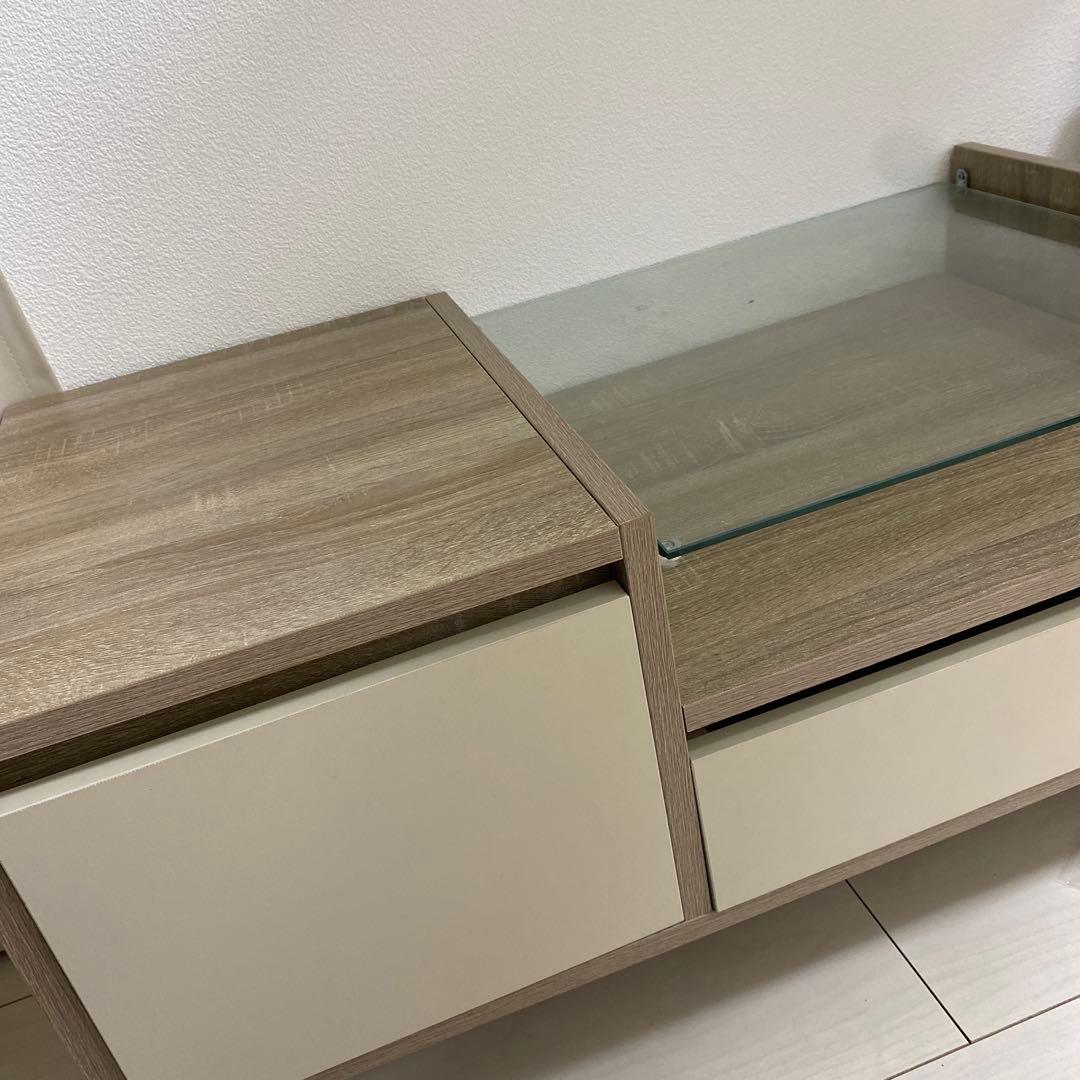 取りにきてくださる方限定 収納付きガラス天板センターテーブル ガラステーブル センターテーブル ガラス天板 2点セットル 収納付き