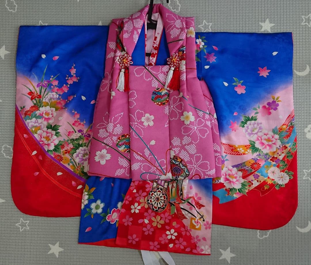3歳 着物フルセット 被布×2 草履×2 長襦袢 七五三 初詣 正絹 肩上腰上