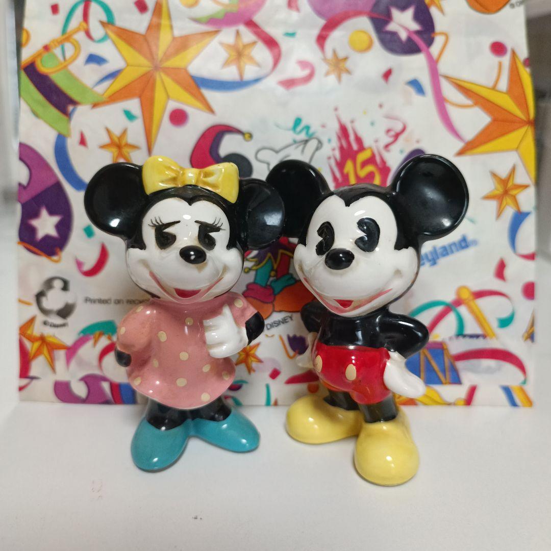 レア☆ミッキーミニー陶器置物 レトロ 東京ディズニーランド ミッキー