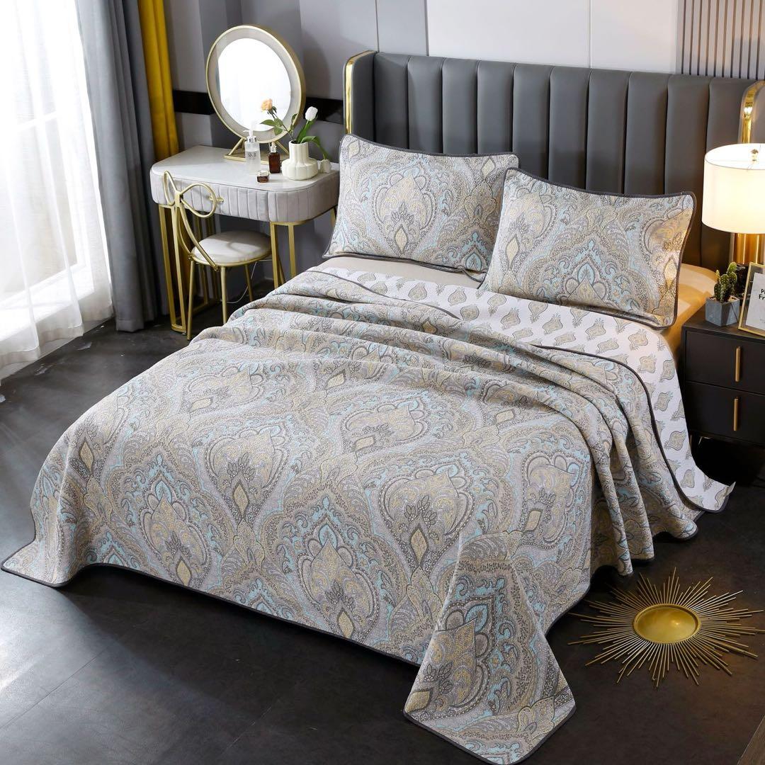 キルトベッドカバー3点セット綿マルチカバー キルティング 843 ベッドカバー キルト キルティング 綿 3点セット シート 枕カバー