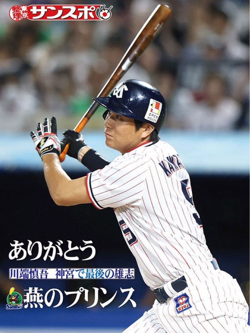 川端慎吾 引退 ビジターユニフォーム XLサイズ ヤクルト スワローズ