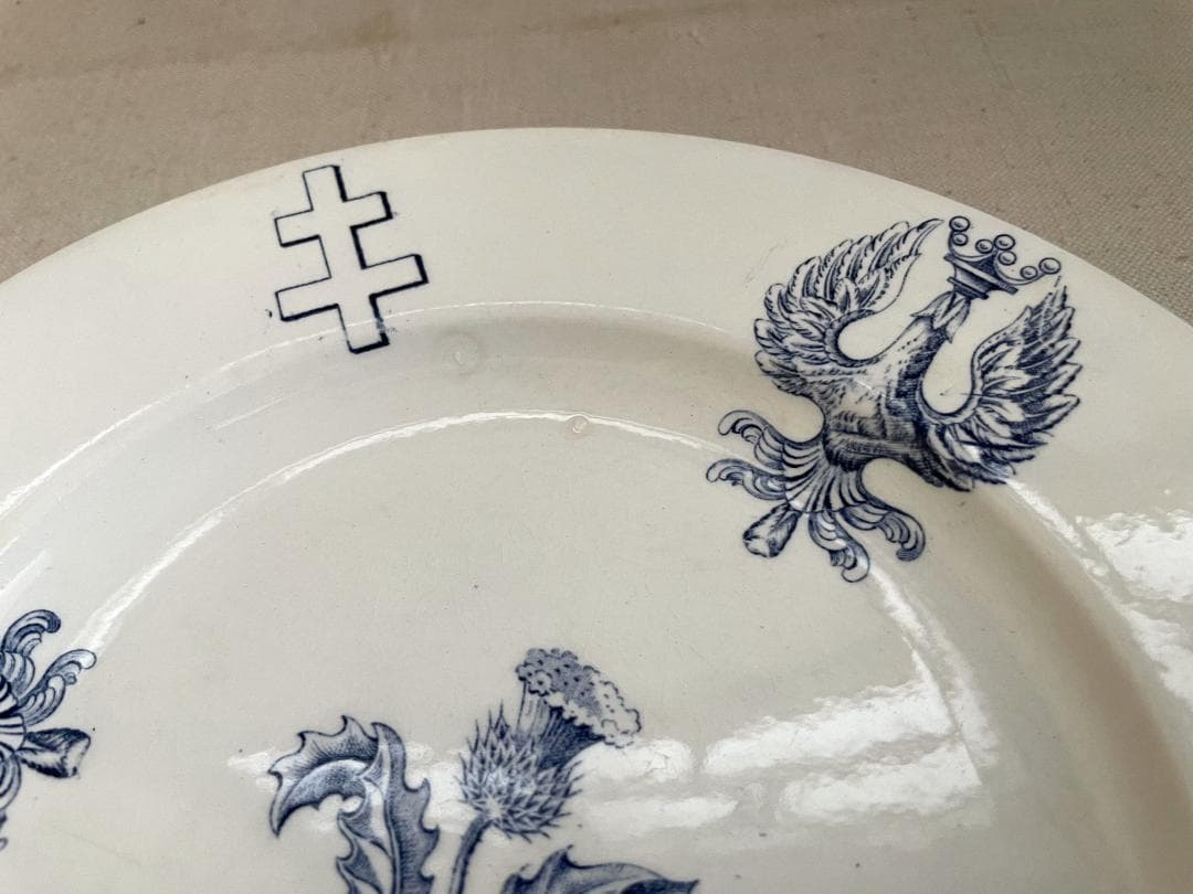 リュネヴィル窯 ロレーヌ十字 平皿 20.5cm N-896/アンティーク皿