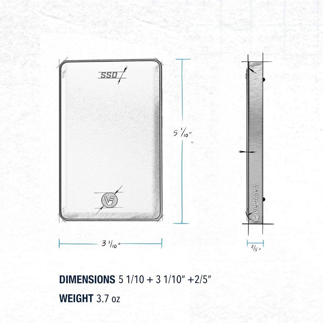 外付けSSD シルバー 13.0cm x 8.0cm
