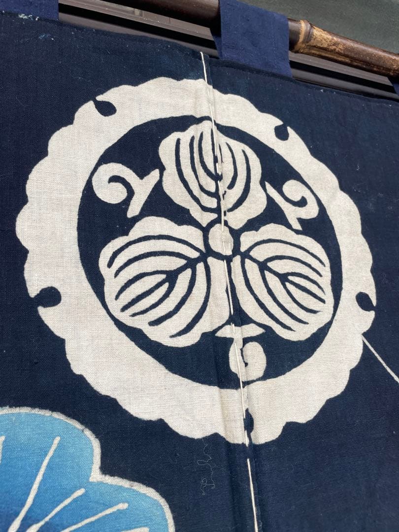 未使用:米沢 藍染 本藍 【遠藤きよ子】筒がき 大判タペストリー 壁掛け