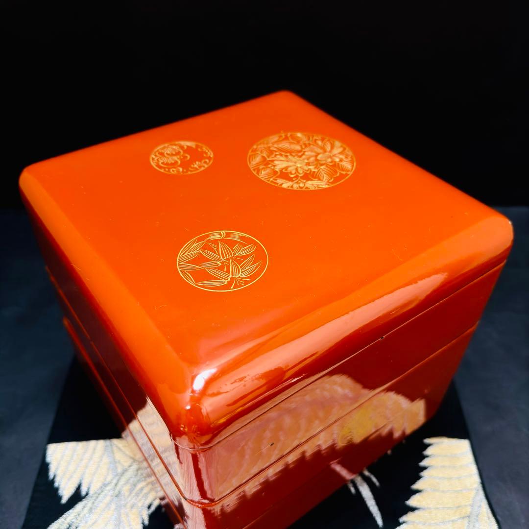 漆器 輪島塗 金蒔絵 木製 朱塗三段 重箱 共箱 - メルカリ