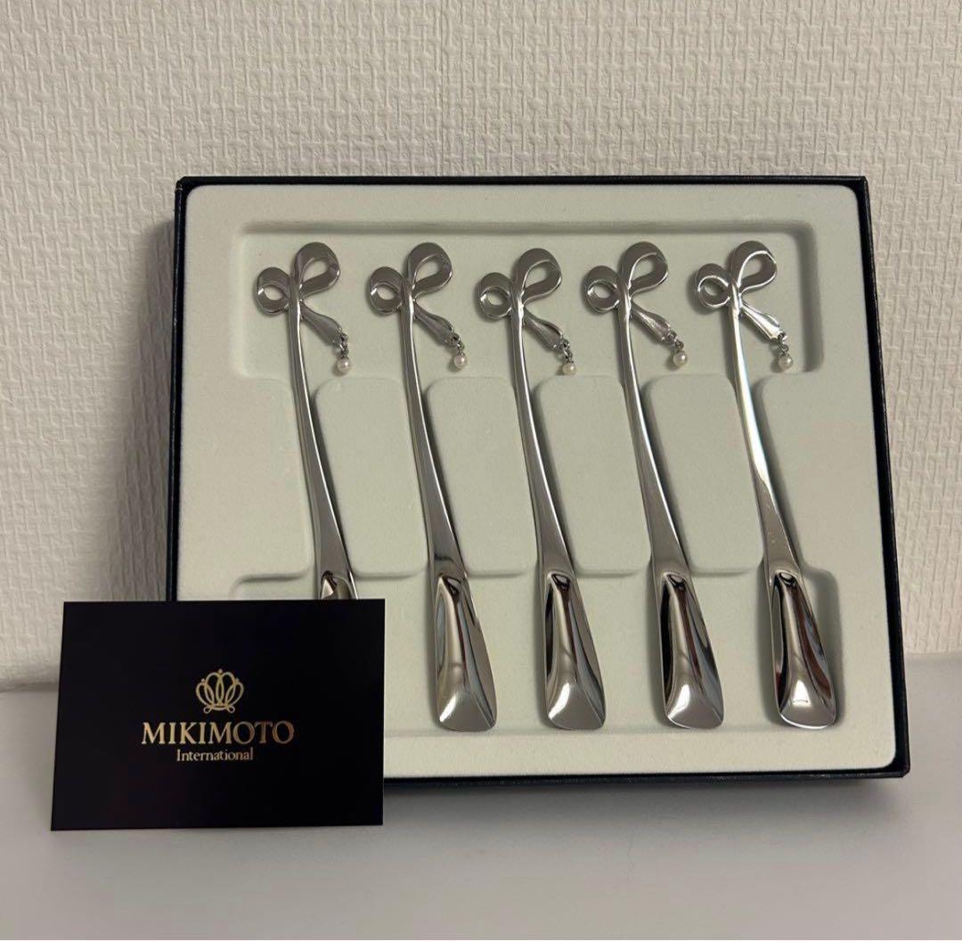 Mikimoto スプーン パール付き 5本セット クリスマスパーティに｜楽天