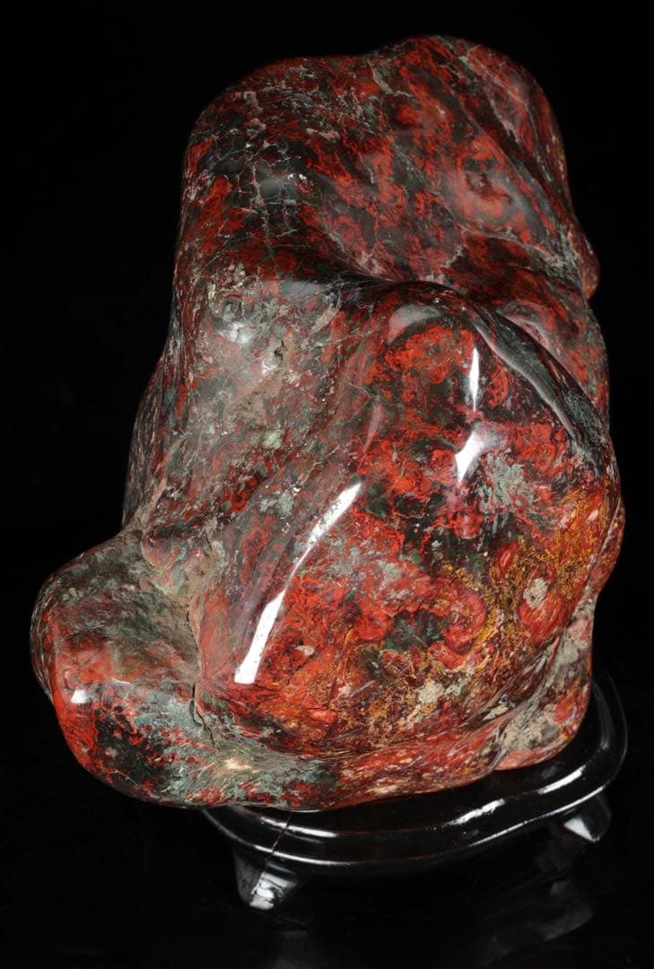 五色石 水石 赤石原石 鑑賞石 天然石 自然石 飾石 美石 台座付 20.6kg