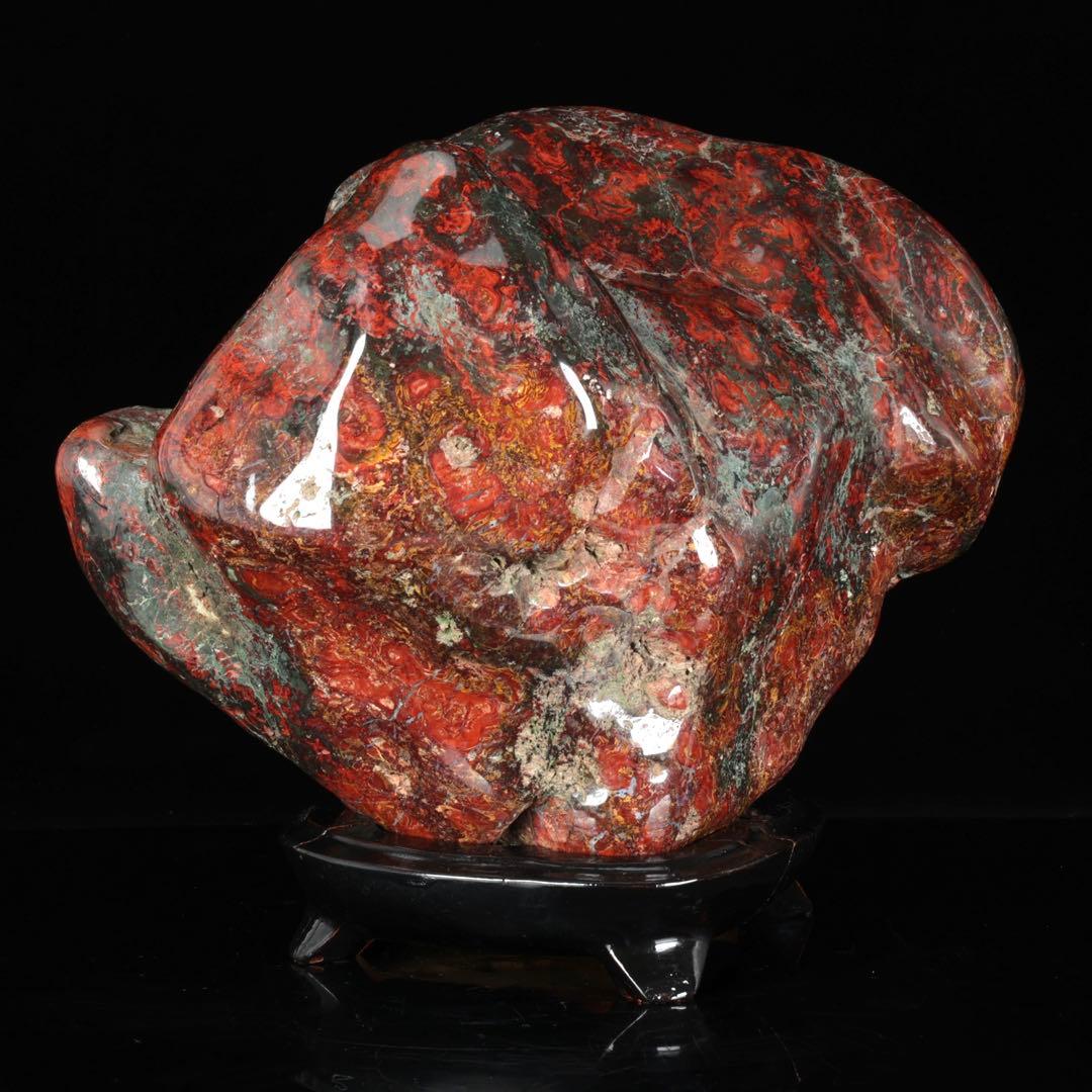 五色石 水石 赤石原石 鑑賞石 天然石 自然石 飾石 美石 台座付 20.6kg