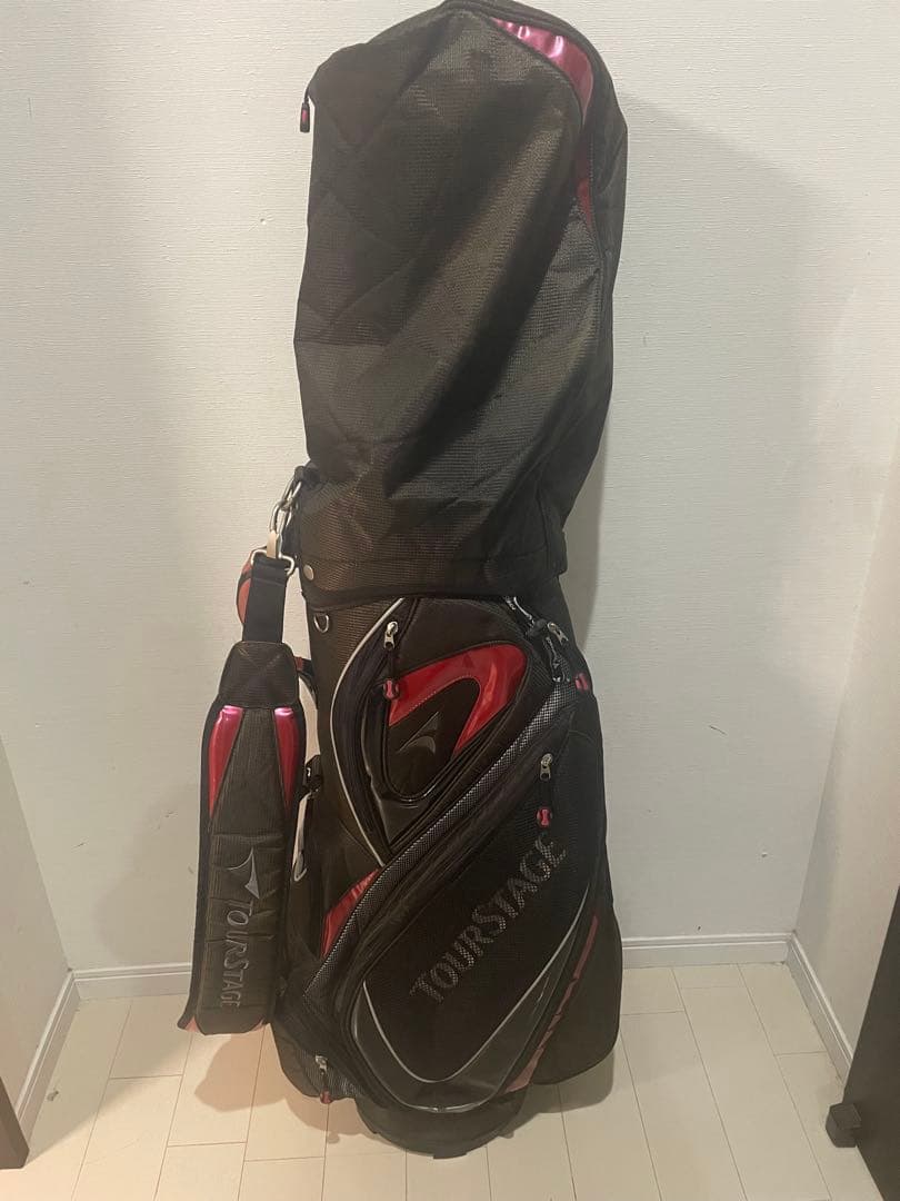 ツアーステージ ゴルフバッグ TOURSTAGE キャディバッグ 黒/赤 - メルカリ