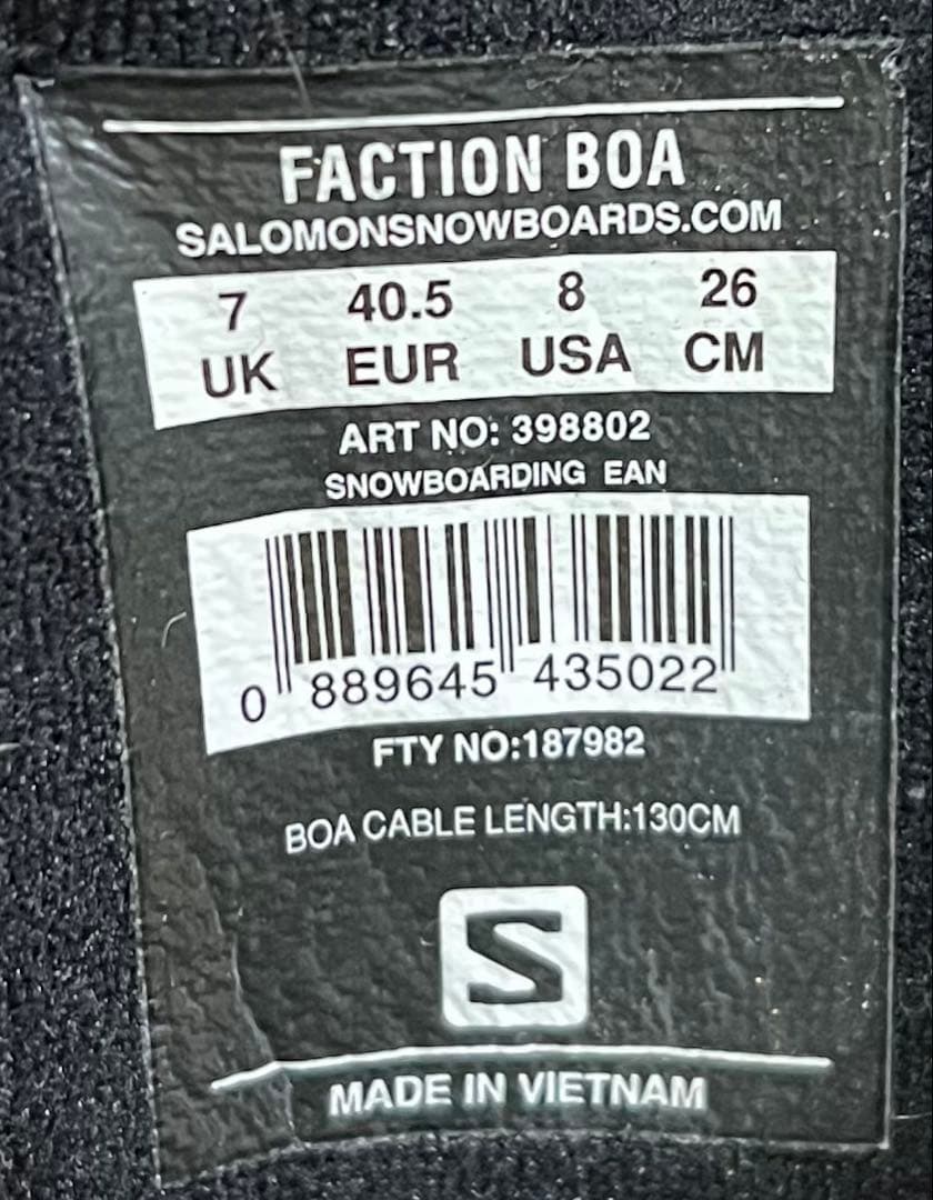 【美品_即日発送】SALOMON サロモン　FACTION BOA 26.0cm