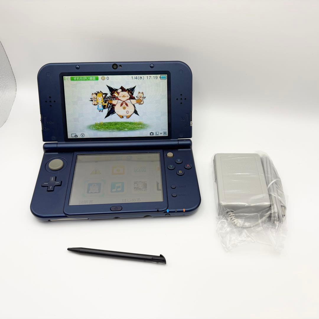 new ニンテンドー 3DS LL メタリックブルー 充電器、タッチペン付き