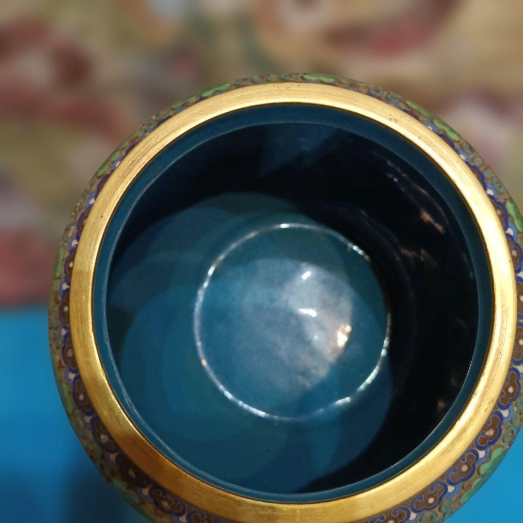 中国美術 七宝焼（景泰藍）金獅子香炉.沈香壺 昭和レトロアンティーク
