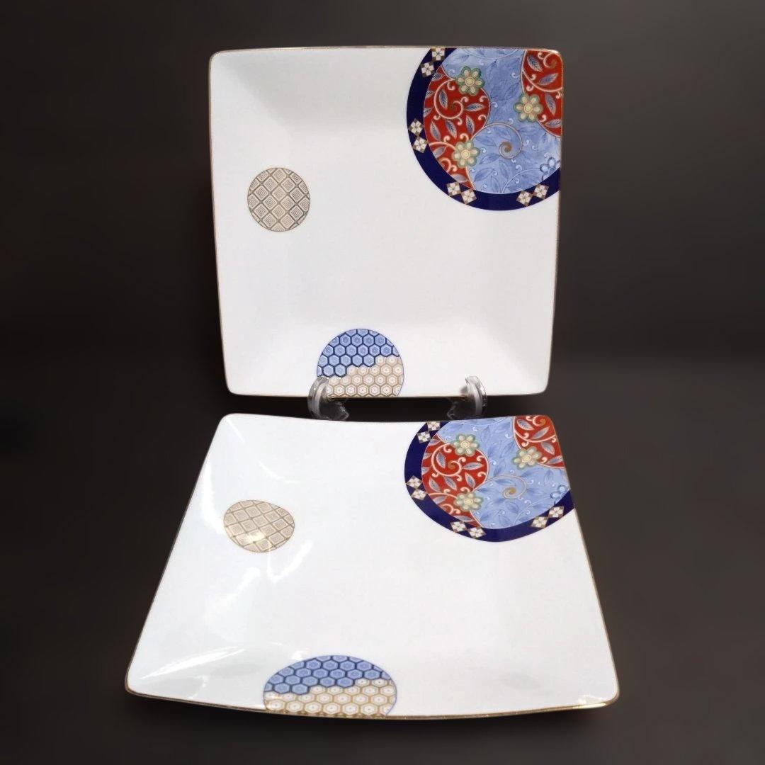 未使用 波佐見焼 西山窯 Ｓａｓｈ（サッシュ）プレートＬ 2枚　お祝い 未使用 波佐見焼 西山窯 Sash（サッシュ）プレートL 2枚 お祝い