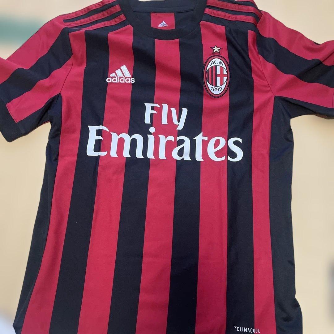ACミラン 赤黒シャツ adidas Jr.Lサイズ - メルカリ