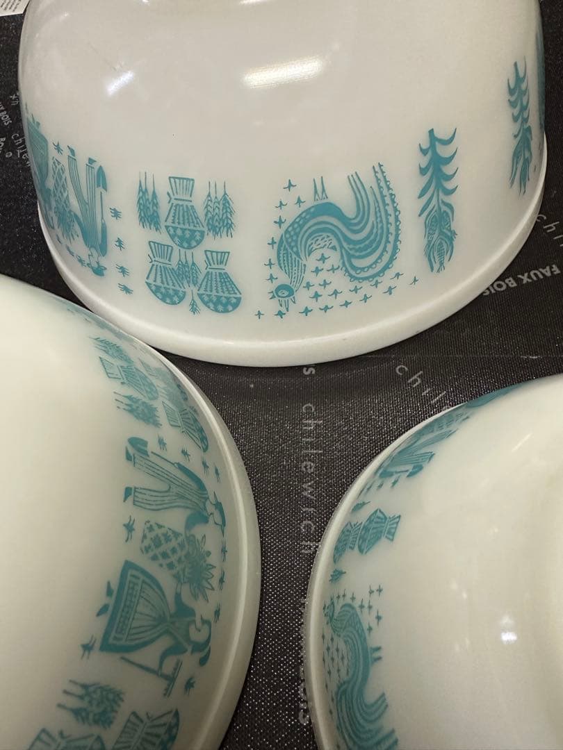 USA製 オールドパイレックス バタープリント ミキシング ボウル 3点