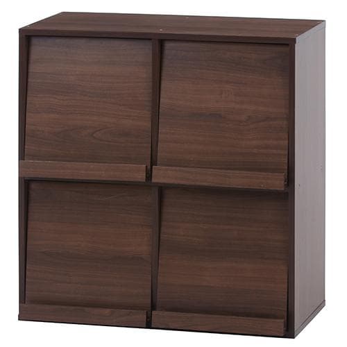 《新品・送料無料》ディスプレイラック 4マス ミディアムブラウン