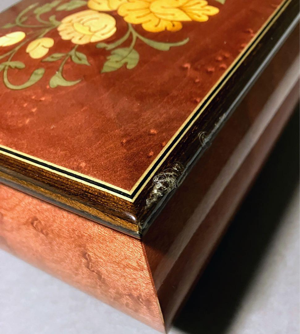 イタリア 象嵌細工 ジュエリーボックス オルゴール付き フラワー