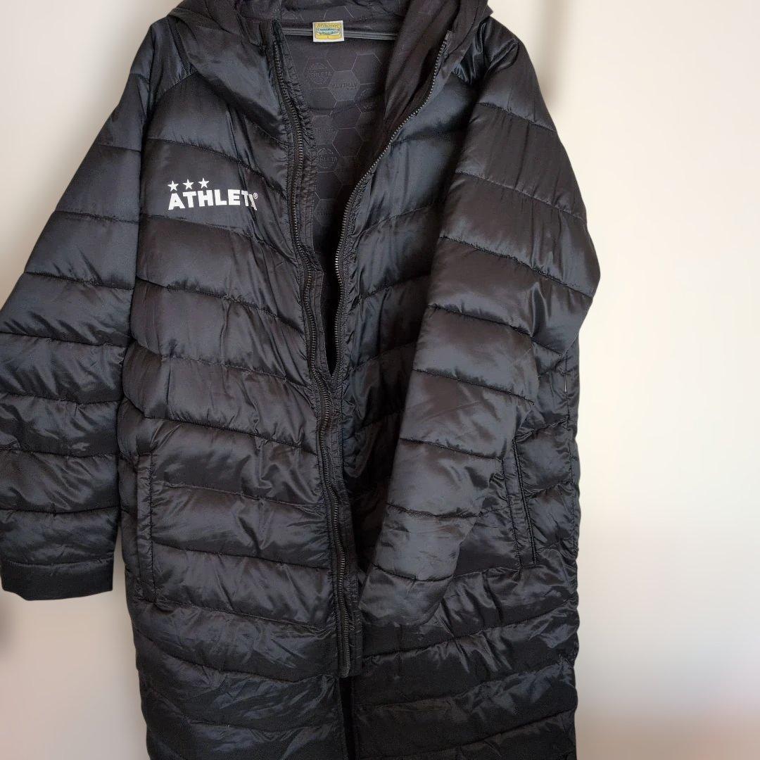 ATHLETA ブラック ベンチコート フード付き ベンチコート 24f