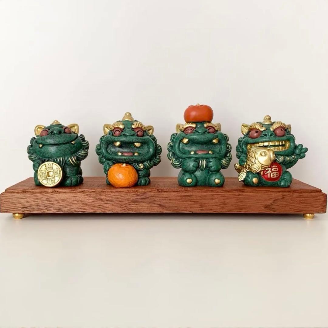 縁起物‪☆徳化白磁作家 監修/貔貅（ひきゅう）4体セット 木製台座・証明カード付 縁起物‪☆徳化白磁作家 監修/貔貅（ひきゅう）4体セット 木製台座‬