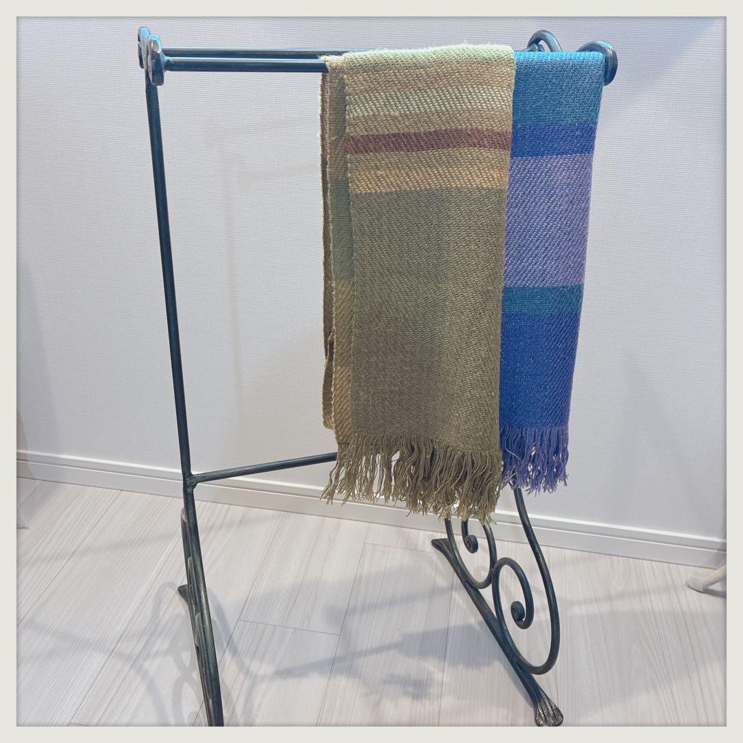 アイアンラック イタリアヴィンテージ リネンホルダー 濃いグリーン