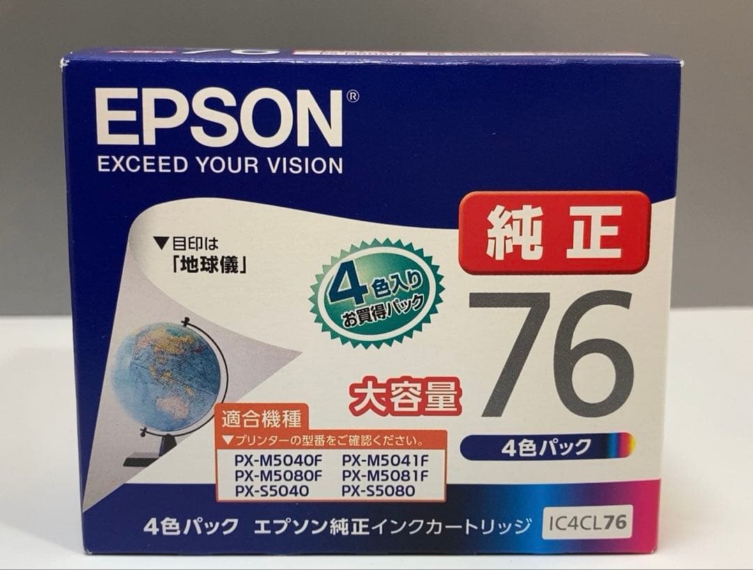 ☆未開封☆ EPSON IC4CL76 純正インクカートリッジ　4色パック Amazon.co.jp: エプソン 純正 インクカートリッジ 地球儀 IC4CL76 4色