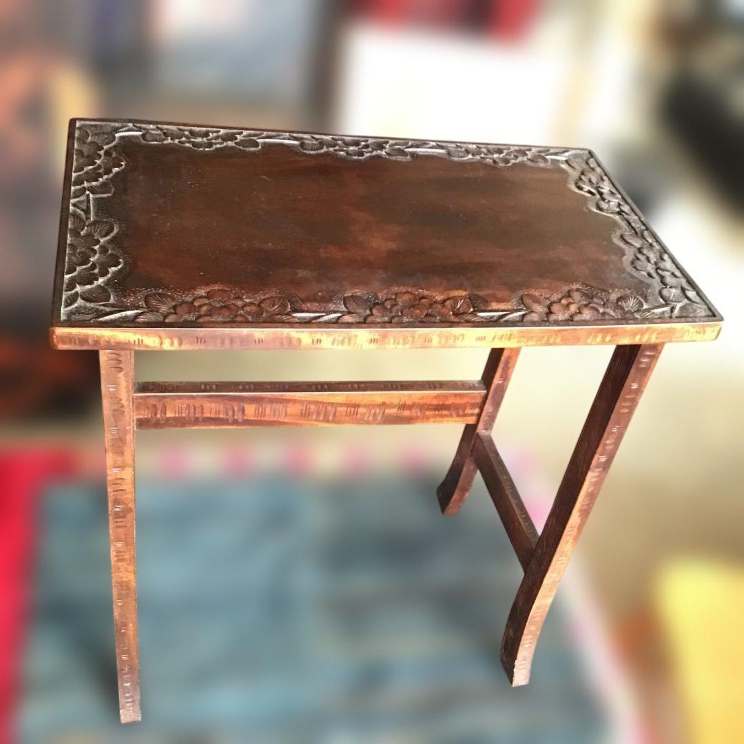 アンティーク軽井沢彫り 櫻 花台 家具 収納