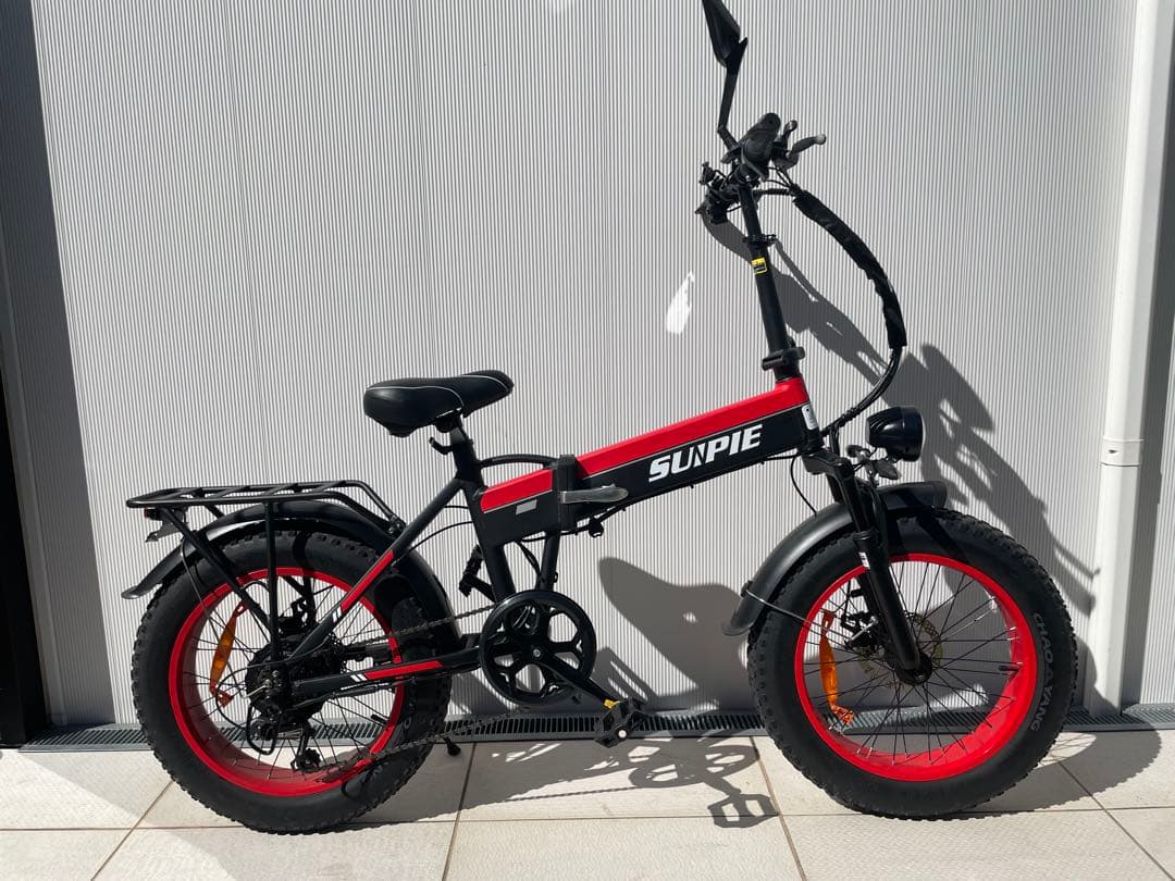 SUNPIE 電動アシスト自転車 折りたたみ式 電動自転車 走行少ない 黒/赤 SUNPIE 電動アシスト自転車 折りたたみ式 電動自転車 走行少ない 黒/赤