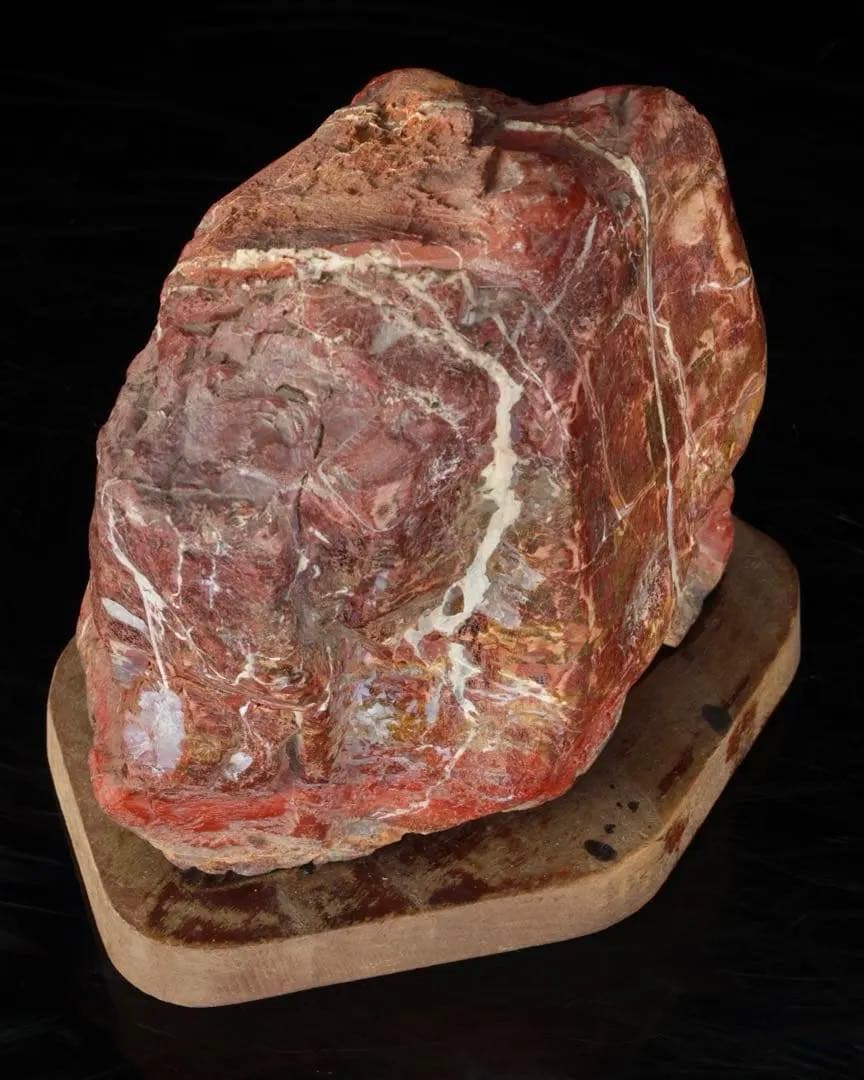 佐渡 錦紅石 錦石 赤玉石 台座付 3.1kg 水石 鑑賞石 天然石 盆石 飾石