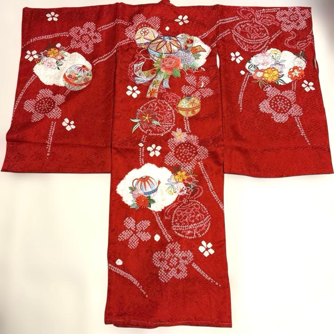 値下げ‼️【新品】高級 お祝い着 お宮参り 女の子 赤 疋田絞り 0歳3