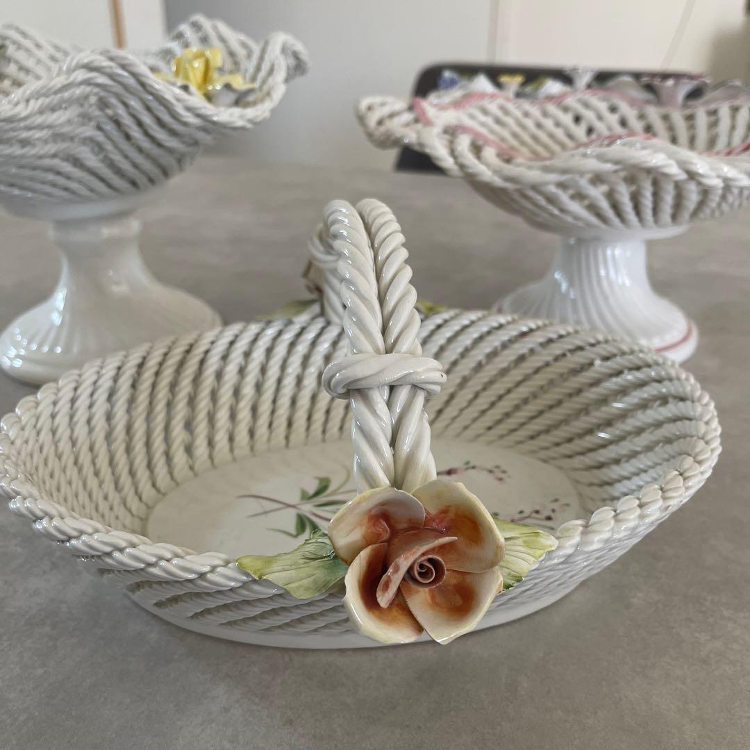 イタリア製 陶器透かし編みバスケット・コンポート - メルカリ
