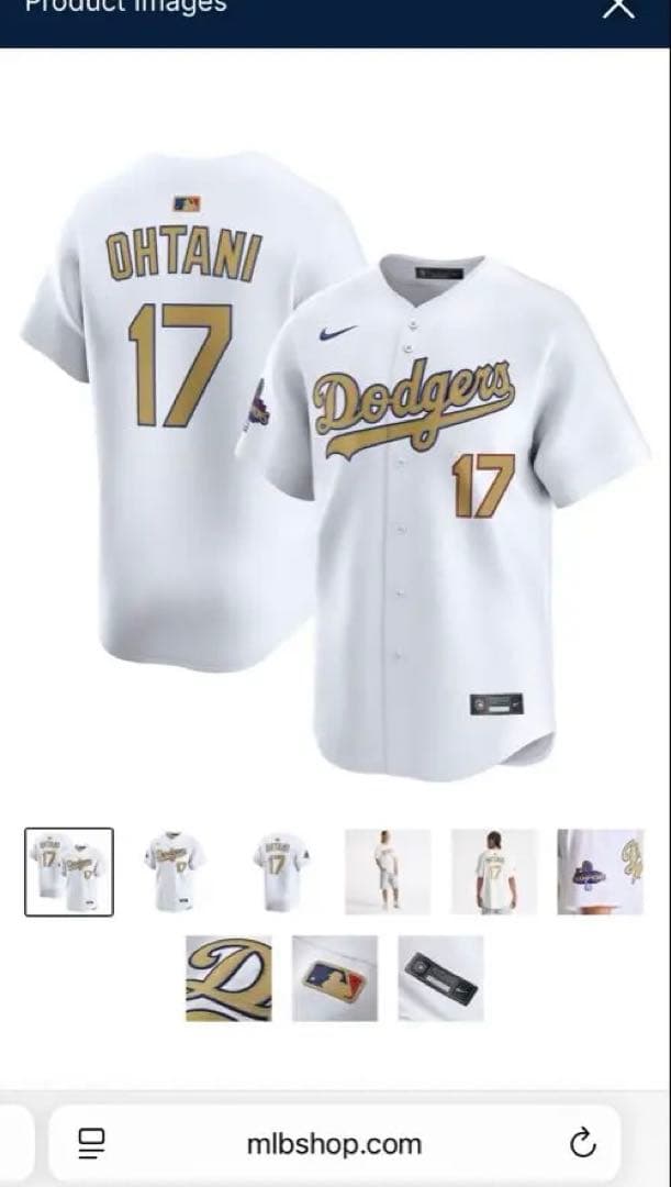 新品 未開封 ドジャース 大谷翔平 17番 ゴールド ユニフォーム メンズ