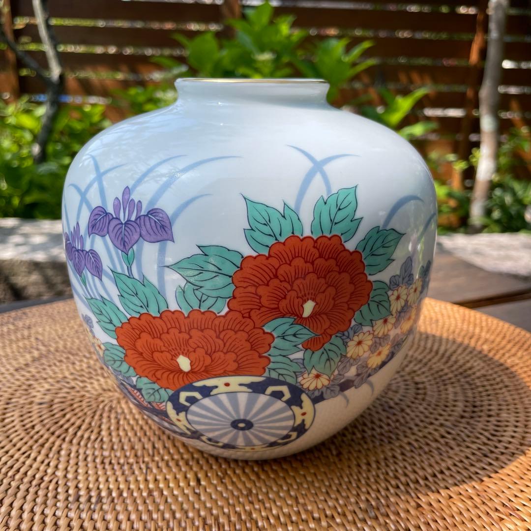 有田焼 哲山窯 花瓶 丸型 骨董 花器 陶磁器 和風 - メルカリ