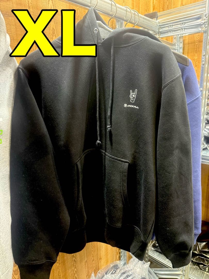 XLサイズ ハンドサインフーディ パーカー ブラック jackall ジャッカル