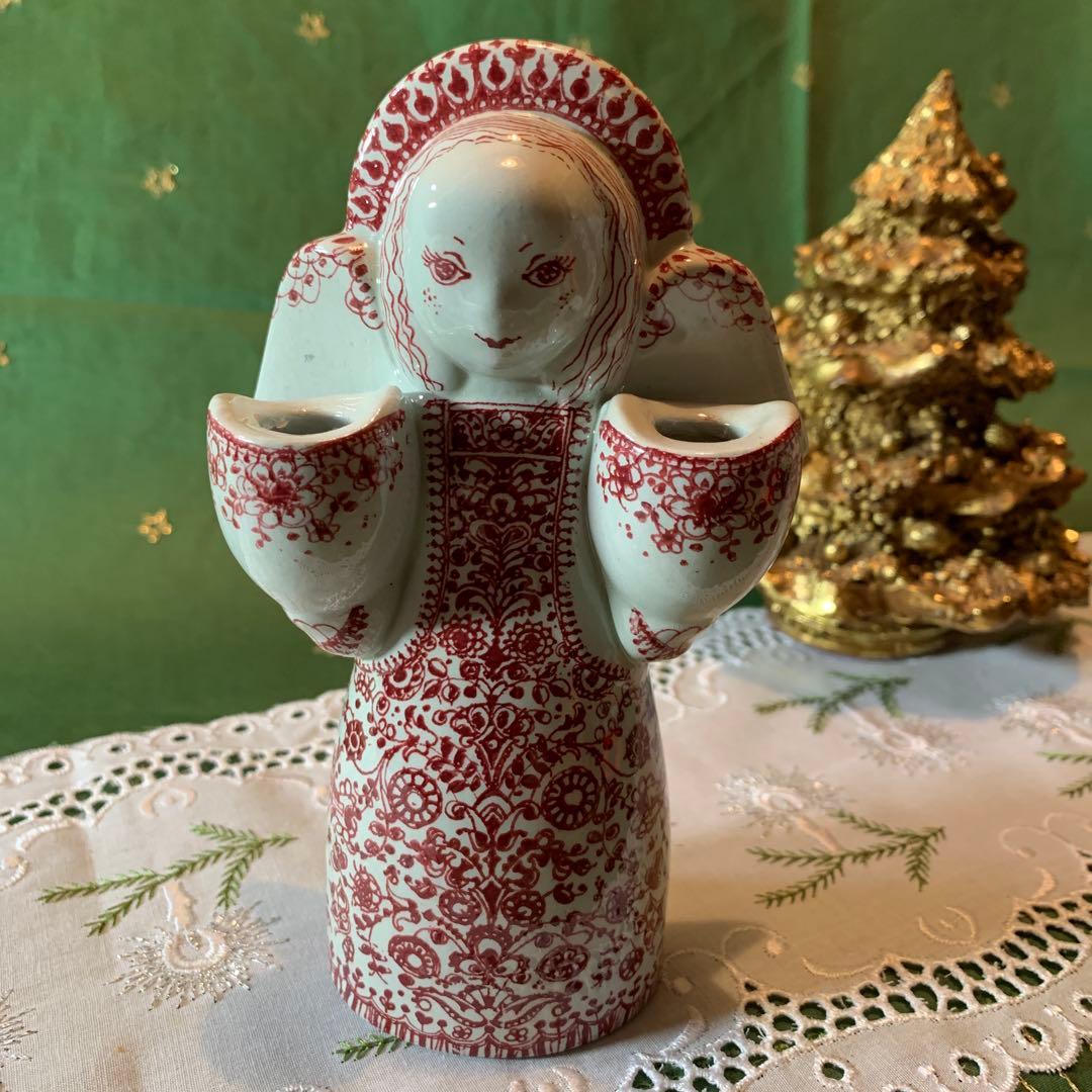 デンマーク製 陶器置物 ニモール窯のビンテージの女の子天使の