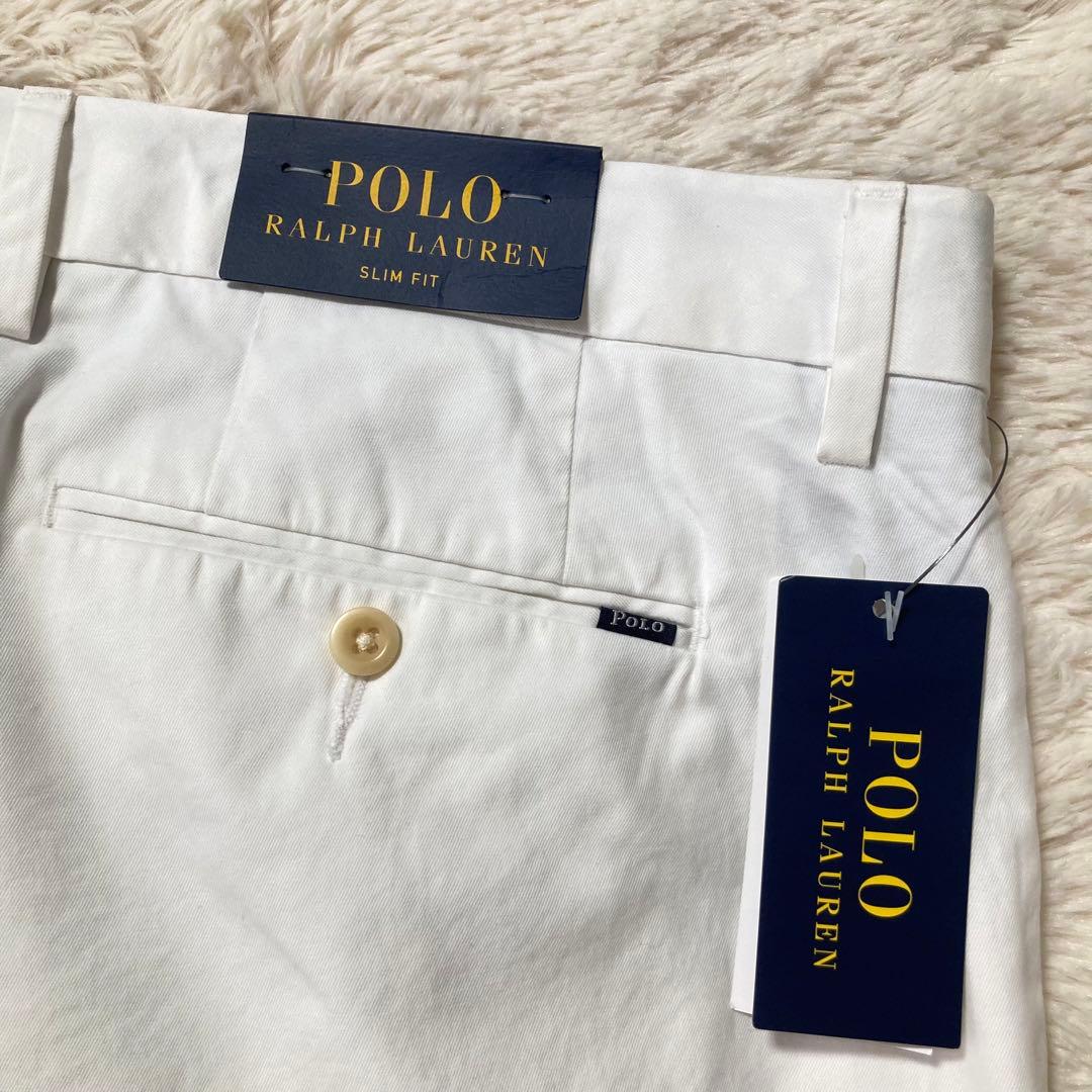 未使用タグ付 ポロラルフローレン チノパン スリムフィット ホワイト