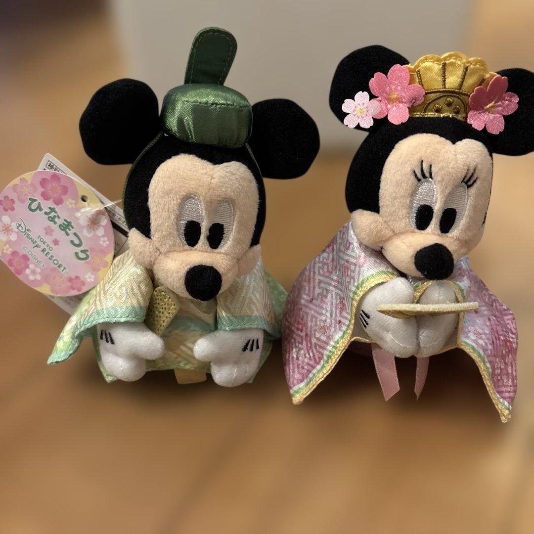 タグ付き ミッキー ミニー ひな祭り ぬいぐるみバッジ 雛人形